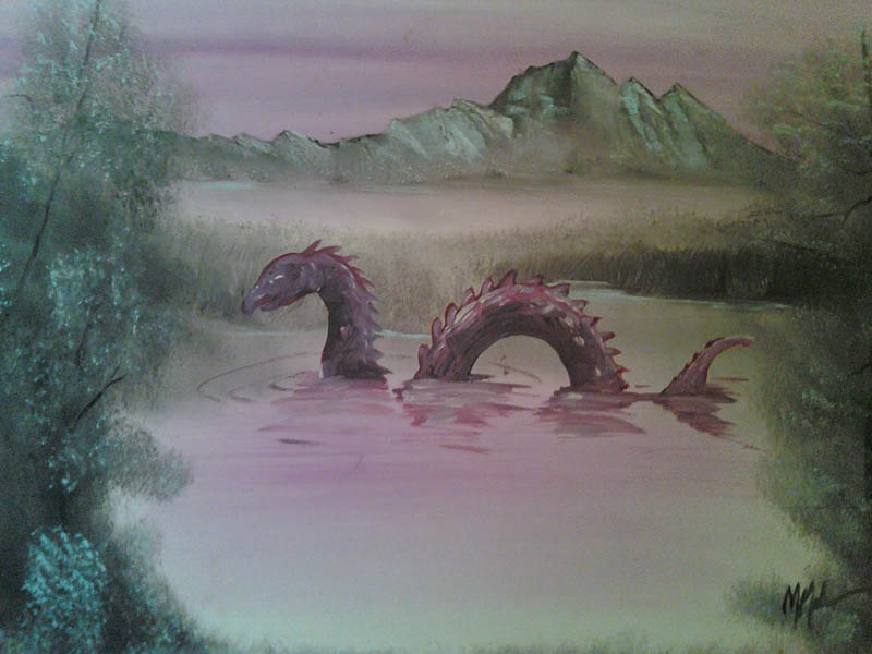 adding monsters to thrift store landscape paintings chris mcmahon 3 Adding Monsters to Thrift Store Paintings