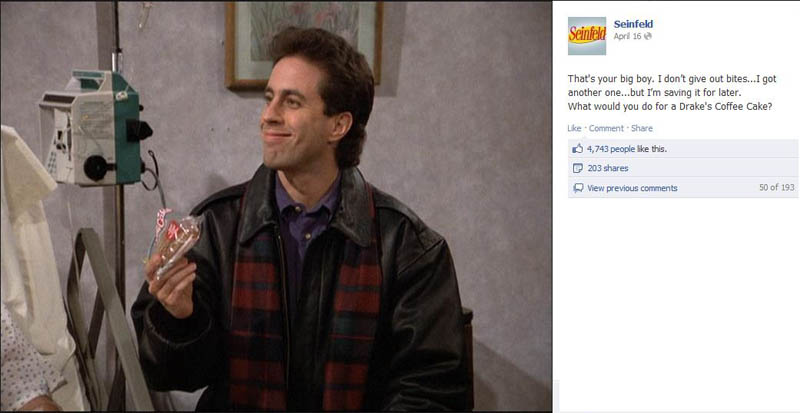 drakes coffee cake seinfeld 50 Glorious Moments on Seinfeld