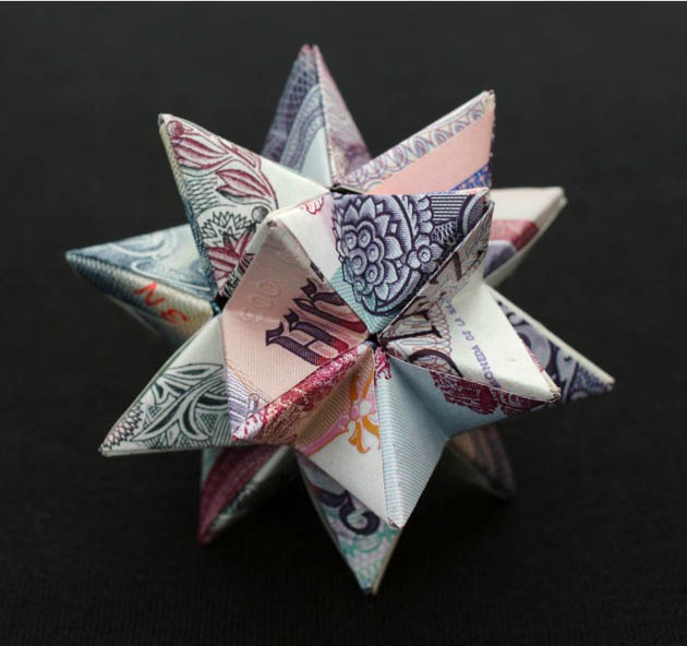 geometric shapes made from currency kristi malakoff 4 Geometric Shapes Made from Currency