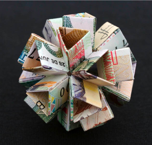 geometric shapes made from currency kristi malakoff 5 Geometric Shapes Made from Currency