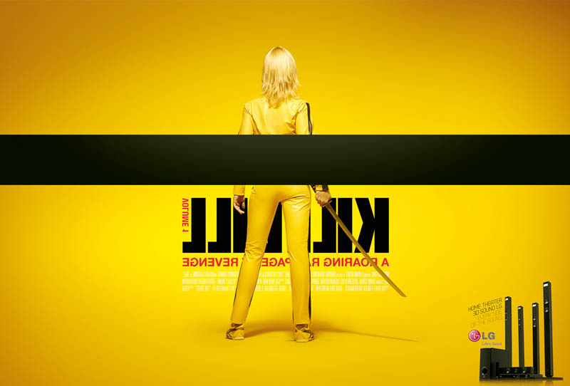 kill bill movie poster different side angle 3d lg ad Famous Movie Posters in a 3D Environment