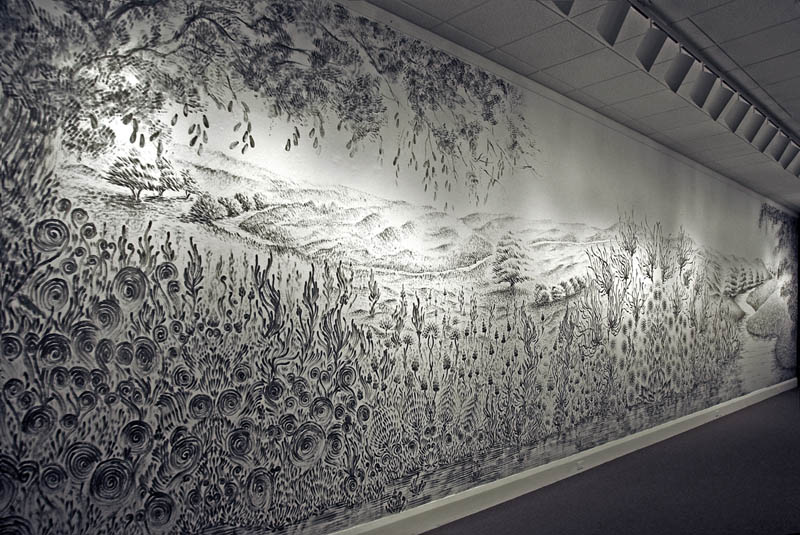 large charcoal mural judith ann braun 1 Massive Mural Drawn Live Using Only Hands and Charcoal