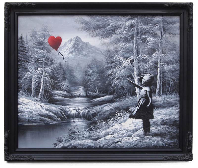 banksy new girl red balloon landscape painting 10 Latest Artworks from Banksy