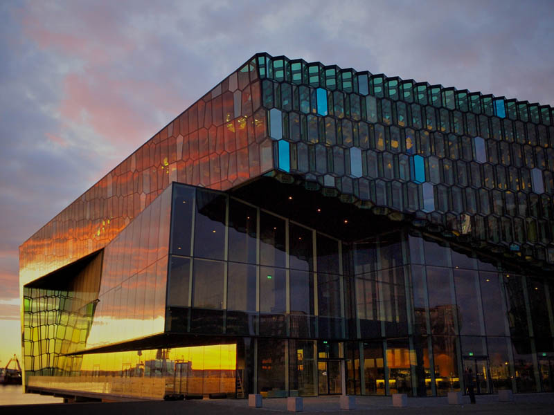 harpa reykjavik sunset 25 Incredible Concert Halls Around the World