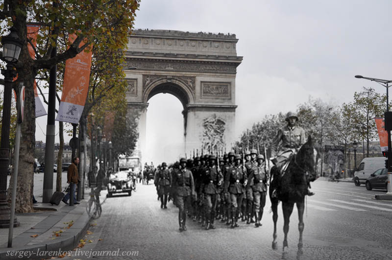 paris 1940 2012 parade of the occupants Famous Album Covers Superimposed onto their Actual Locations
