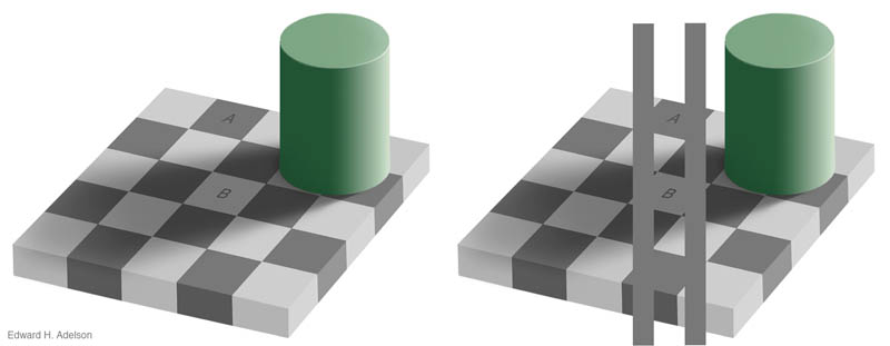 shaow illusion same color checkerboard with cylinder 1 12 Optical Illusions Made from Shadows