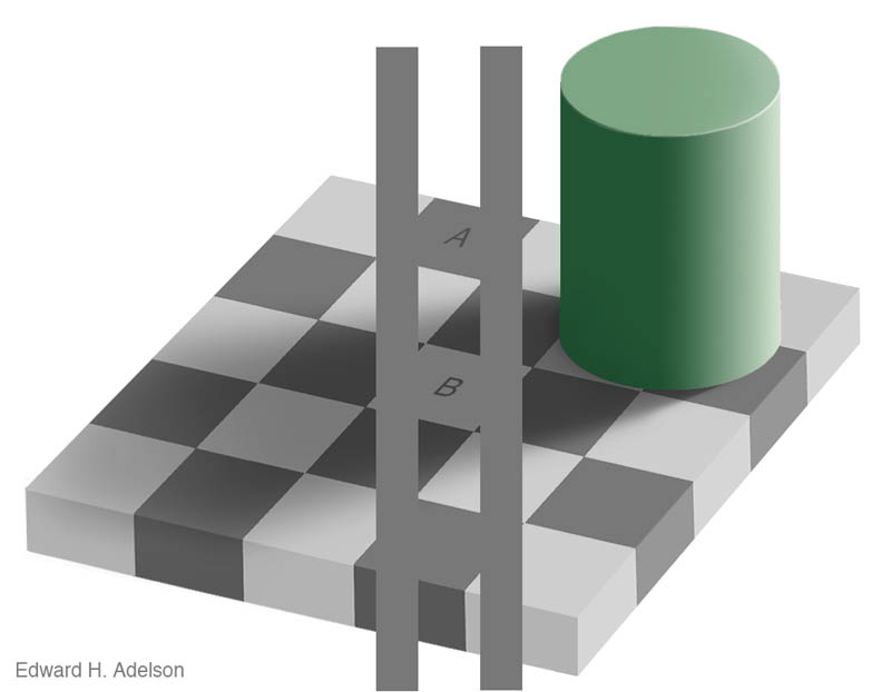 shaow illusion same color checkerboard with cylinder 2 12 Optical Illusions Made from Shadows