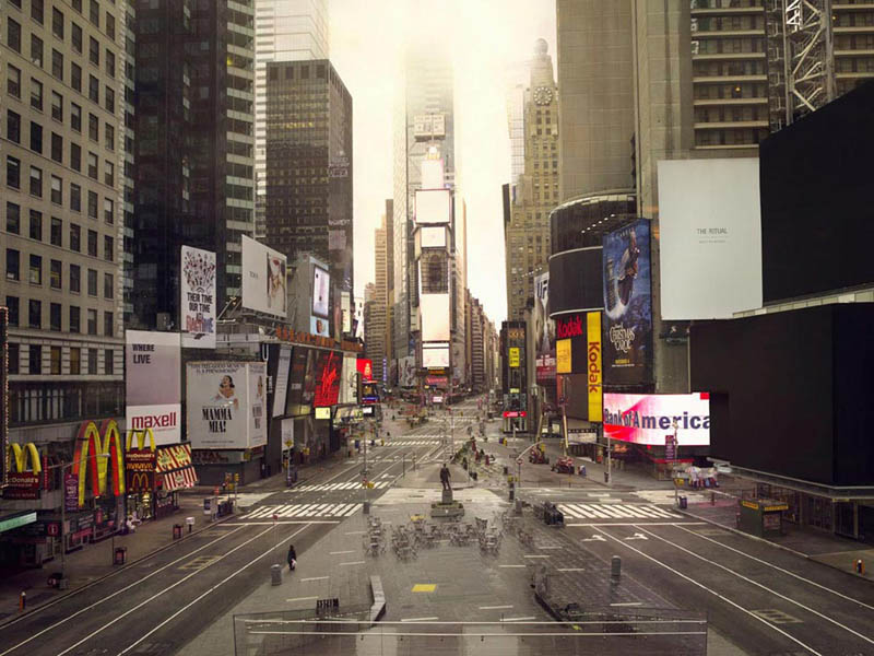 times square 250x320cm 2010 silent world without people lucie and simon Visions of Cities Without People