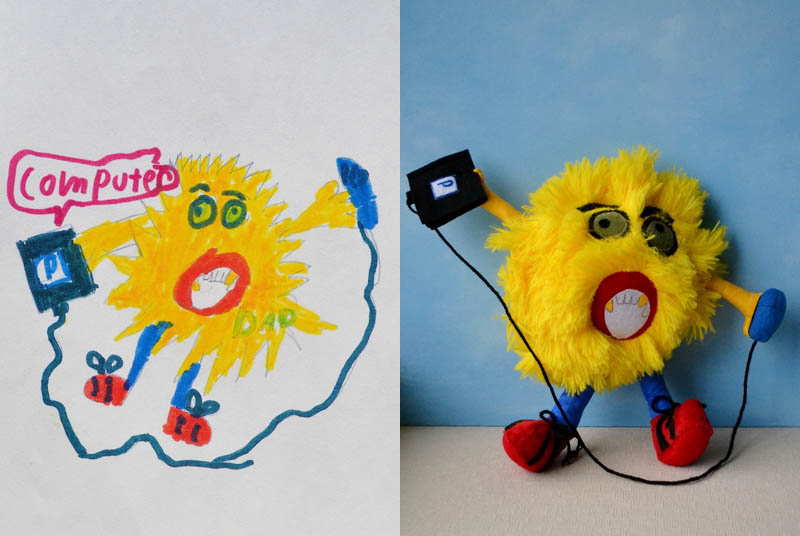 turn kids childrens drawings into plush toys dolls 11 Creative Mom Turns Kids Drawings into Plush Toys