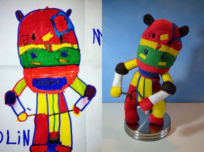 turn kids childrens drawings into plush toys dolls 18 Artist Teams Up with 4 year old Daughter and Draws Something Amazing