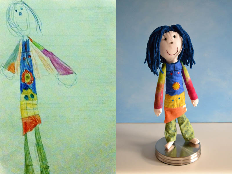 turning kids childrens drawings into plush toys dolls 13 Creative Mom Turns Kids Drawings into Plush Toys