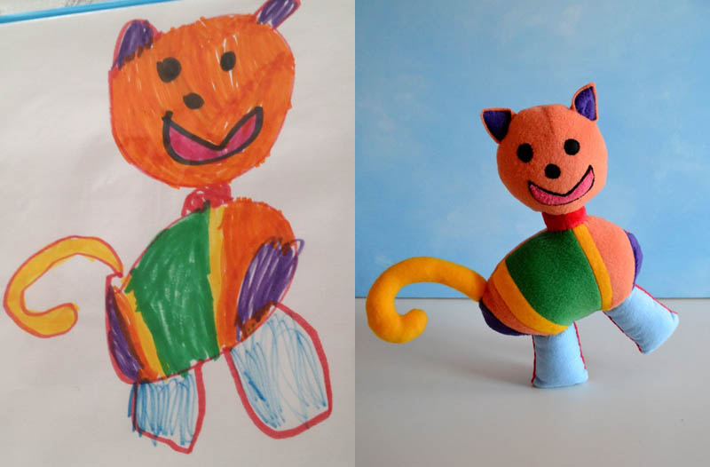 turning kids childrens drawings into plush toys dolls 14 Creative Mom Turns Kids Drawings into Plush Toys