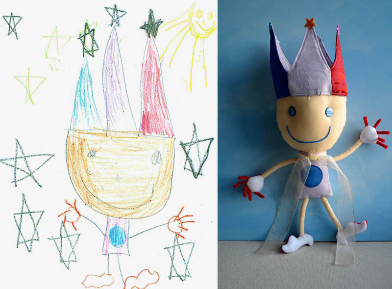 turning kids childrens drawings into plush toys dolls 15 Creative Mom Turns Kids Drawings into Plush Toys