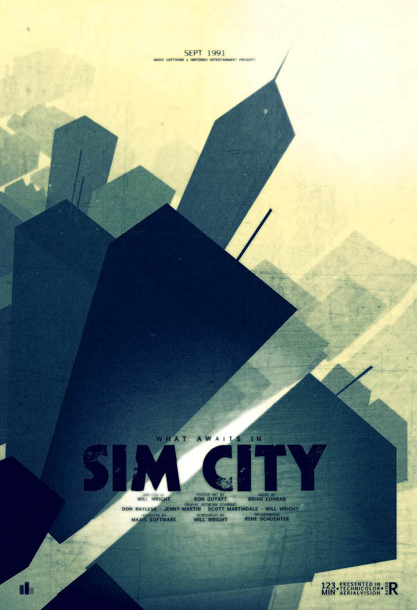 video game movie posters ron guyatt sim city 14 Creative Video Game Inspired Movie Posters