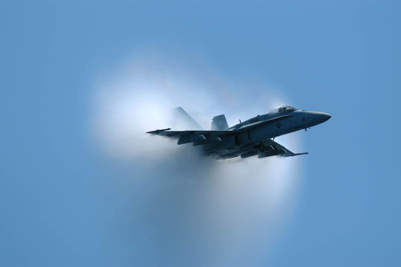 hornet doing a flyover at supersonic speed