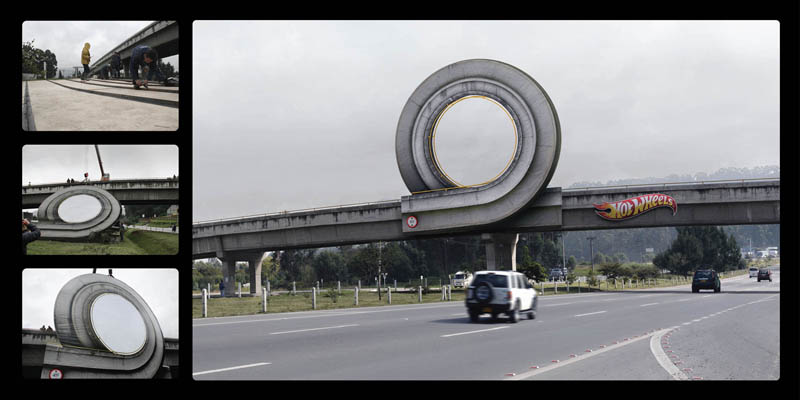 hot wheels billboard adds loop to highway