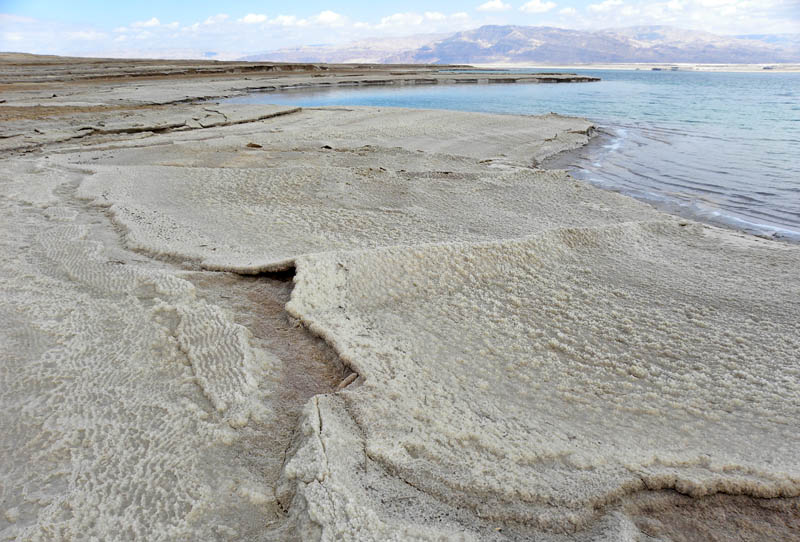 halite deposits on the western coast of the dead sea in israel