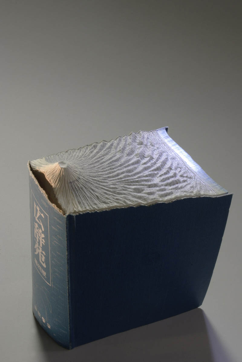 volcano carved into book