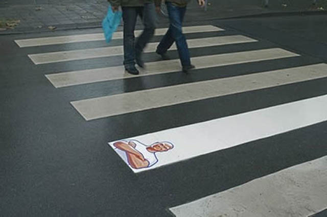 mr clean crosswalk sticker shows one strip really clean compared to others