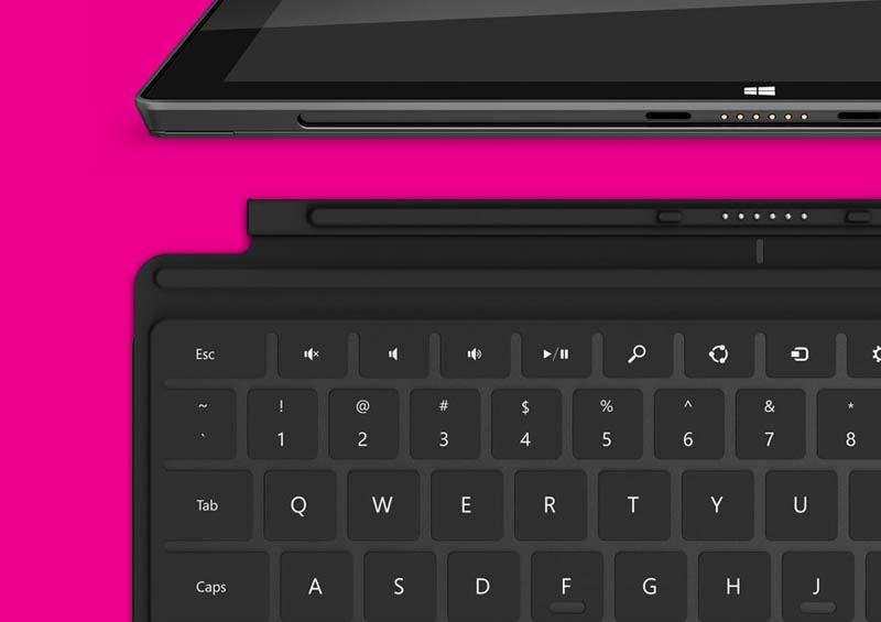 microsoft surface tablet touch cover keyboard close up
