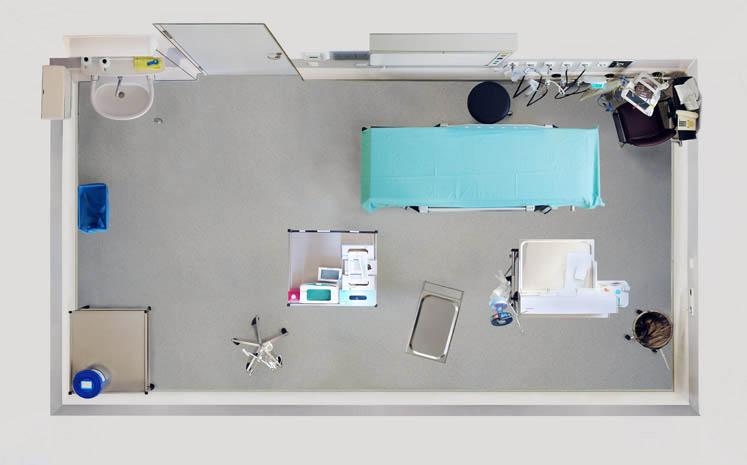 birds eye view of a doctors room from above