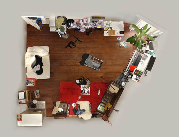 bedroom as seen from above looking down