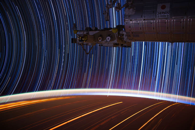 star trails seen from space iss nasa don pettit 15 21 Star Trails Captured from Space