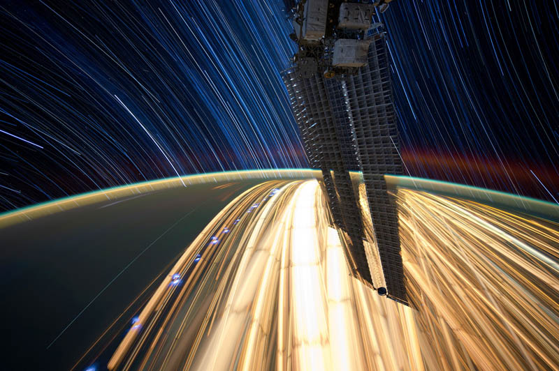 star trails seen from space iss nasa don pettit 18 21 Star Trails Captured from Space