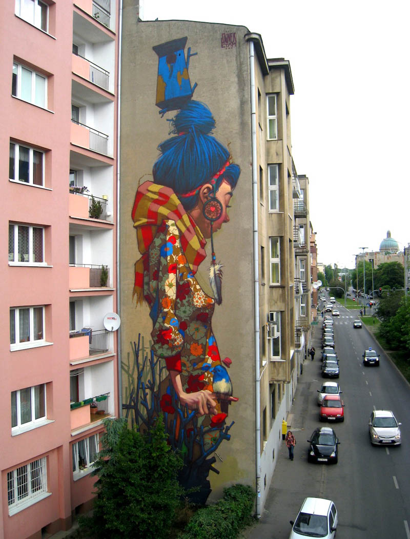 street art graffiti by sainer etam crew lodz poland mural Picture of the Day: Street Artist Sainer Goes Big in Poland
