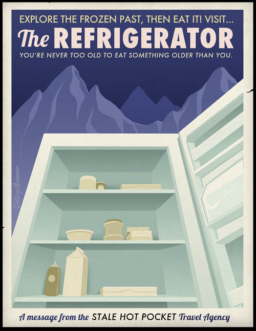 funny travel-themed poster for visiting your fridge