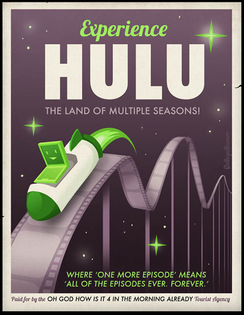 funny travel themed poster for watching endless shows on hulu or netflix