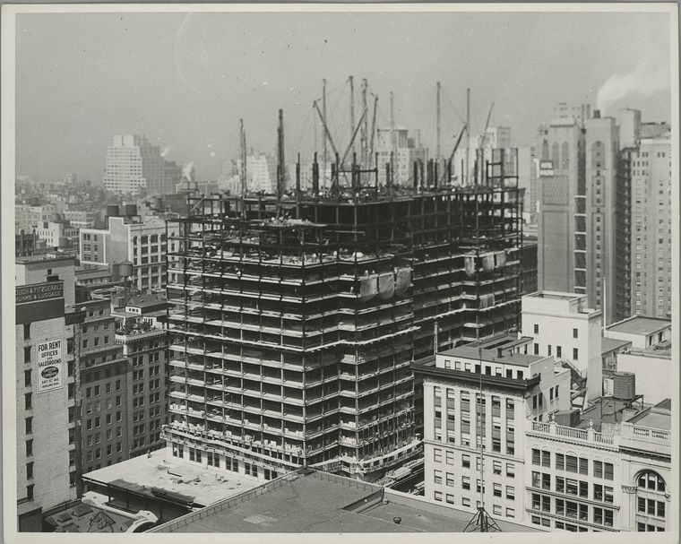 View of the empire state building rising to about sixteen stories (1931)