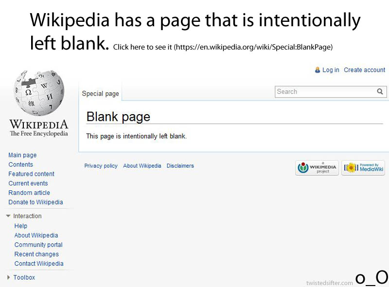 wikipedia blank page easter egg