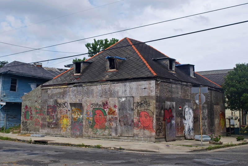 the first location of the before i die street project by candy chang in new orleans on an abandoned building