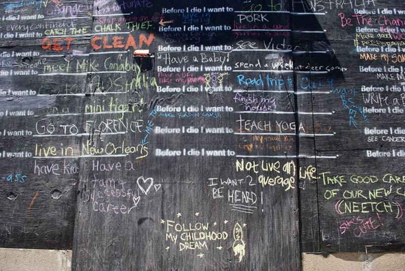 close up of before i die wall with peoples submissions