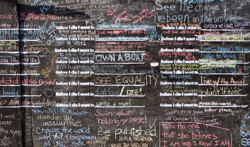 close up of before i die wall with peoples contributions