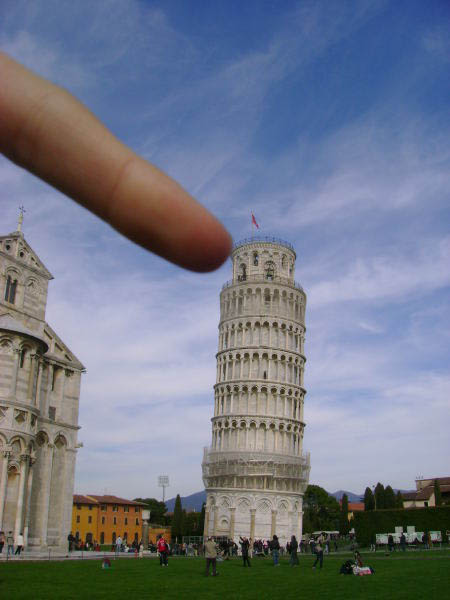 big finger pointing at tower of pisa Ten Alternatives to Leaning on the Tower of Pisa