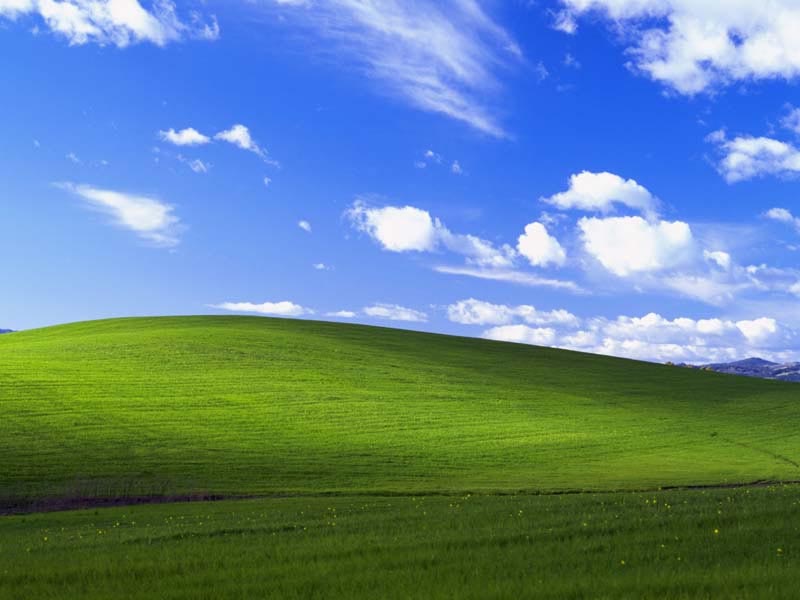 photo of the windows xp desktop background wallpaper called bliss. actual location sonoma county, california shot by charles o'rear