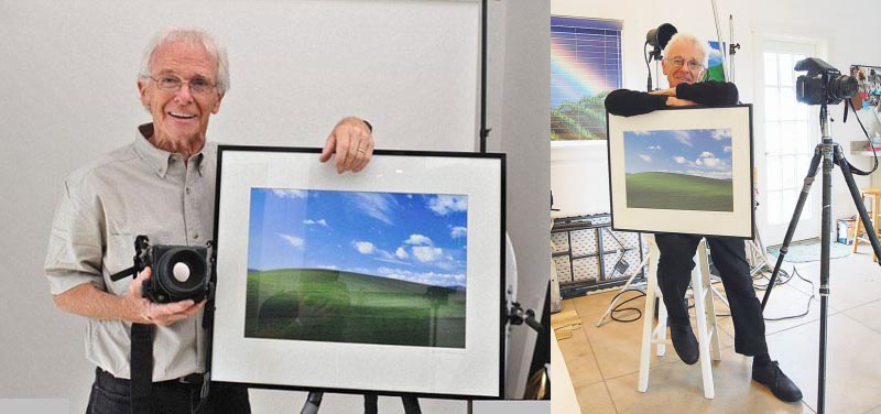 charles orear photographer beside framed print of famous windows xp photograph bliss desktop wallpaper Is This the Most Famous Photograph in the World?