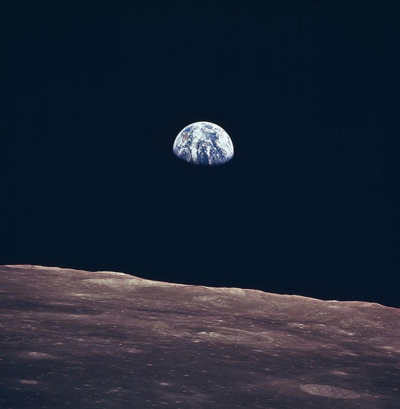 earth rising above horizon of moon earth rise apollo 11 1969