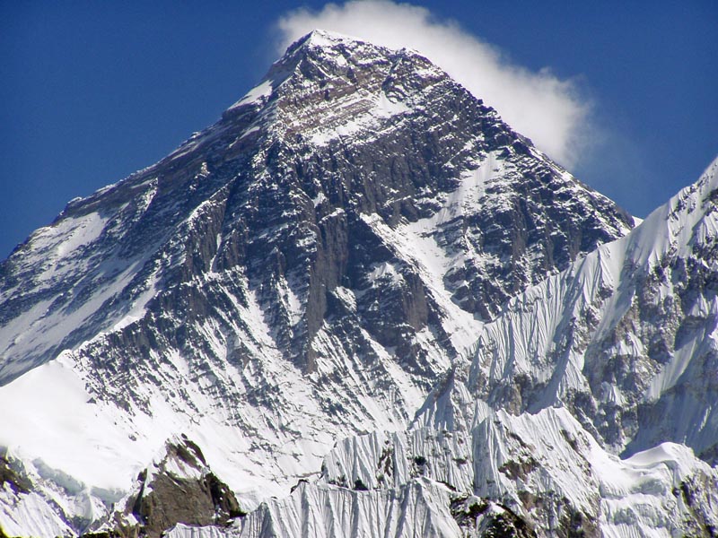 view of just the peak of mount everest