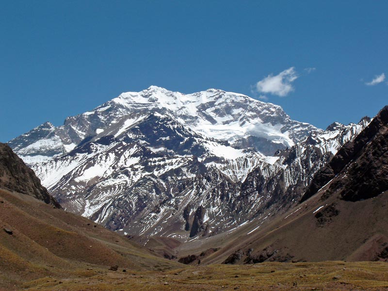 the view of aconcagua the highest point in south america