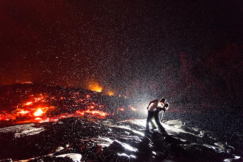 hottest kiss ever kiss dip in front of volcano The Top 75 Pictures of the Day for 2012