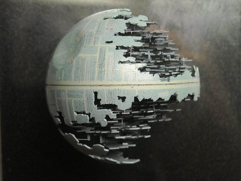star wars death star made from a ping pong ball close up shot
