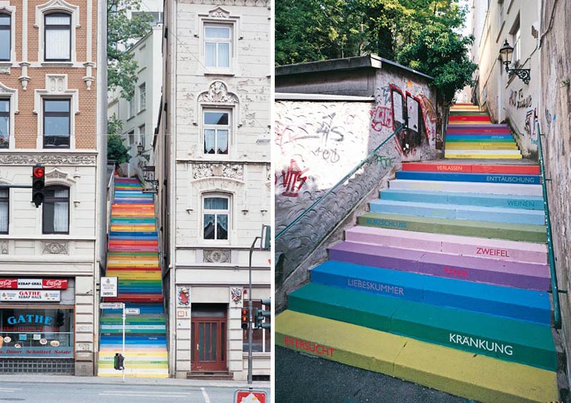 rainbow colored steps wuppertal germany horst glaesker The Rainbow Colored Stairs of Wuppertal
