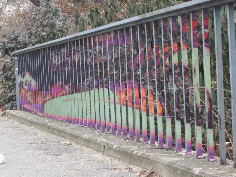 street art on railings by zebrating art 13 Amazing Street Art on Railings by Zebrating