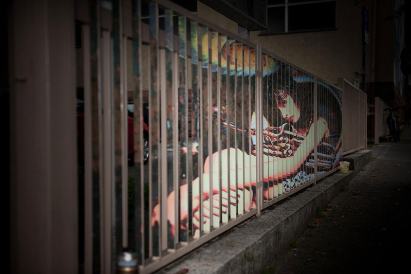 street art on railings by zebrating art 9 Amazing Street Art on Railings by Zebrating