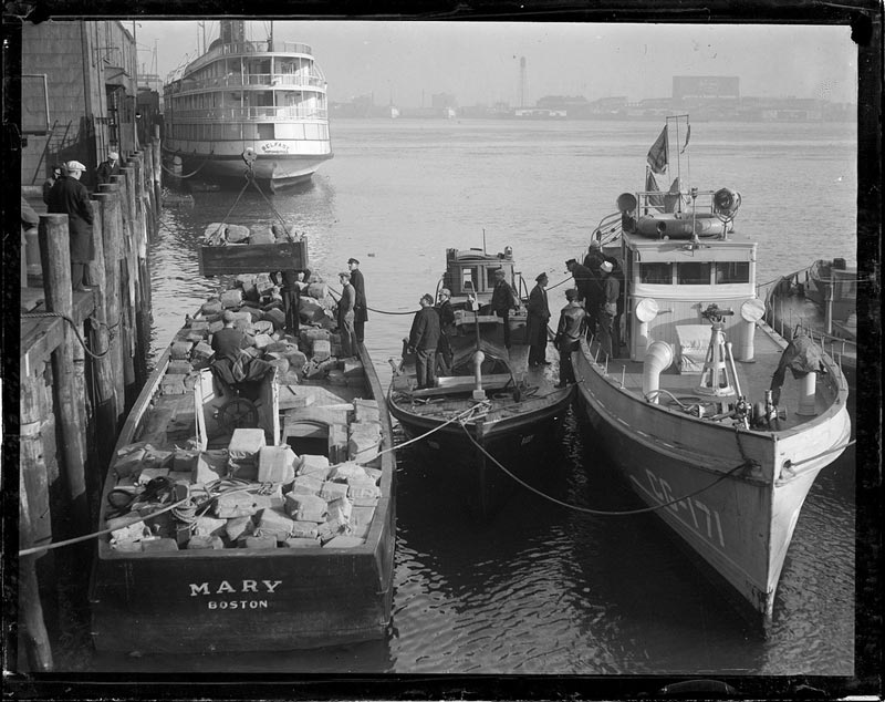 $175,000 in Liquor Seized by Coast Guard during prohibition in boston - Jan. 18, 1932