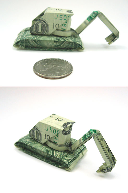 digger made from dollar bill origami by won park Amazing Origami Using Only Dollar Bills