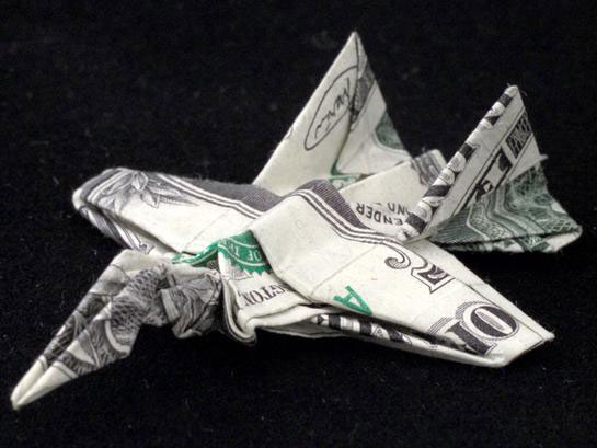 fighter jet made from dollar bill origami by won park Amazing Origami Using Only Dollar Bills